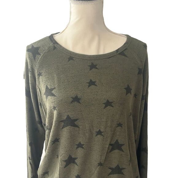 Buffalo David Bitton Olive Green Star Print Long Sleeve Casual Sweater Size L - Picture 2 of 10